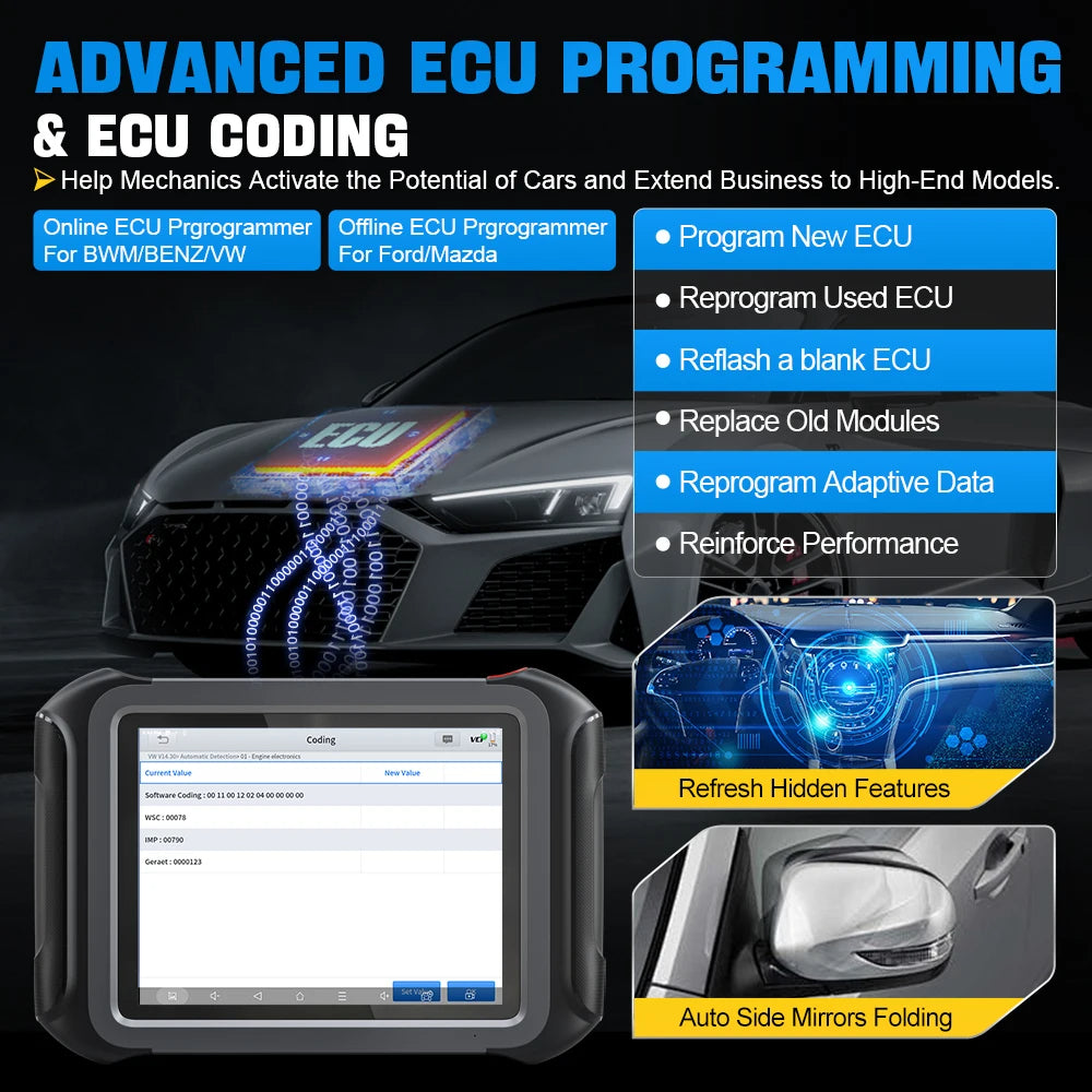 XTOOL D9S PRO ECU Coding And Programming OBD2 Scanner FCA AutoAuth DoIP/CAN FD