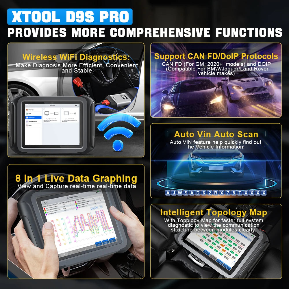 XTOOL D9S PRO ECU Coding And Programming OBD2 Scanner FCA AutoAuth DoIP/CAN FD
