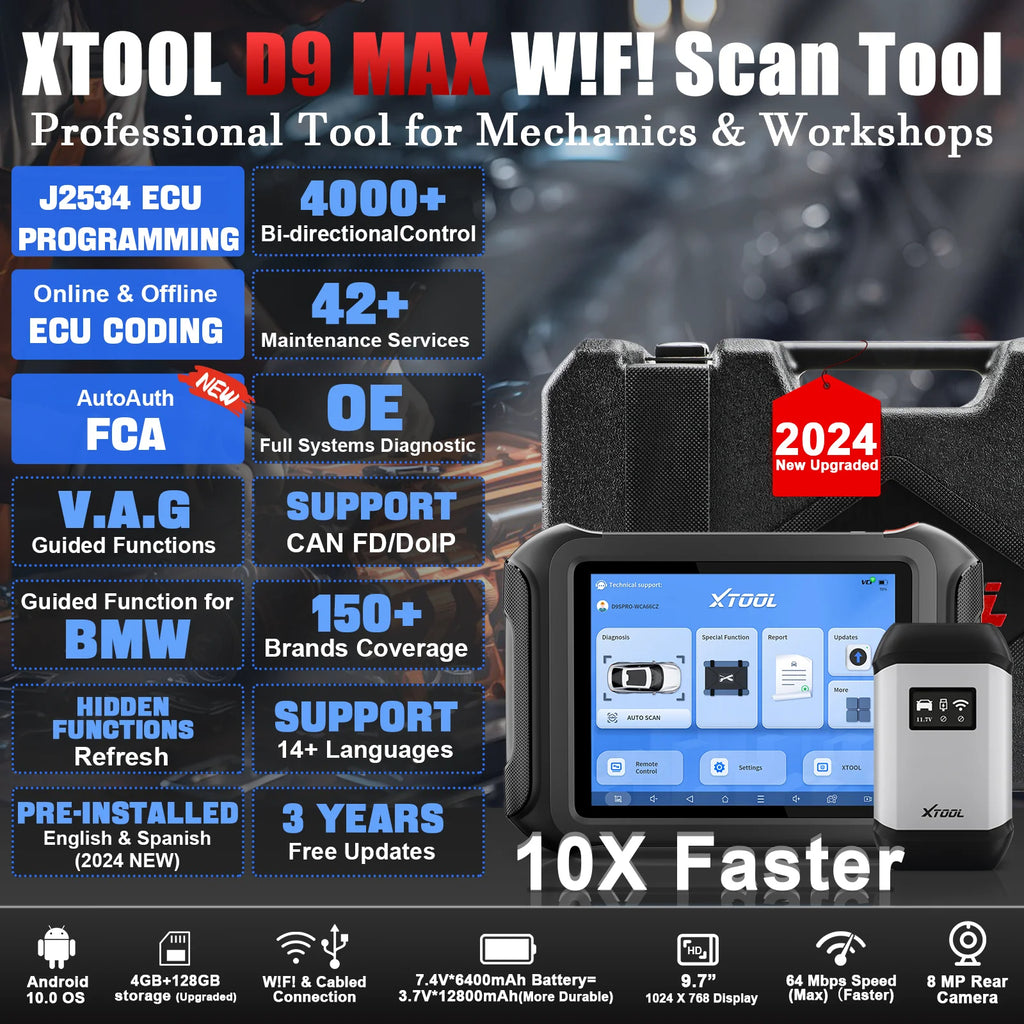 XTOOL D9MAX J2534 ECU Coding And Programming Automotive Best OBD2 Scanner