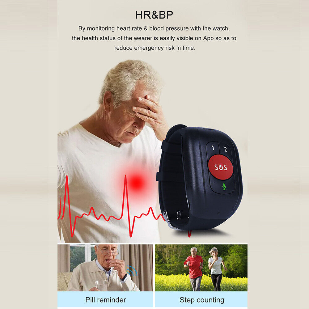 4G Tracking Bracelet Health GPS SOS Watch IP67 Waterproof Old People Locator - Auto Lines Australia
