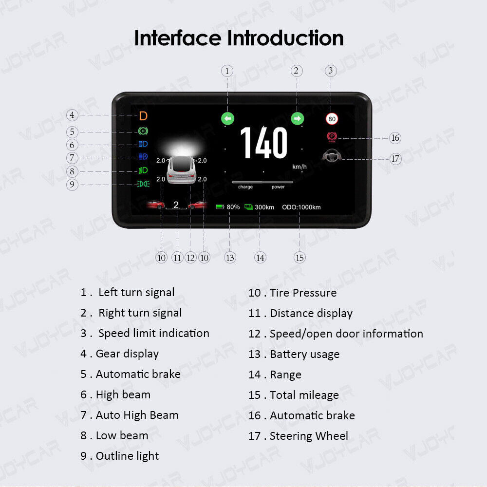Model 3 Y HUD Screen 6.2'' Dashboard Cluster Instrument HD LCD Meter For Tesla