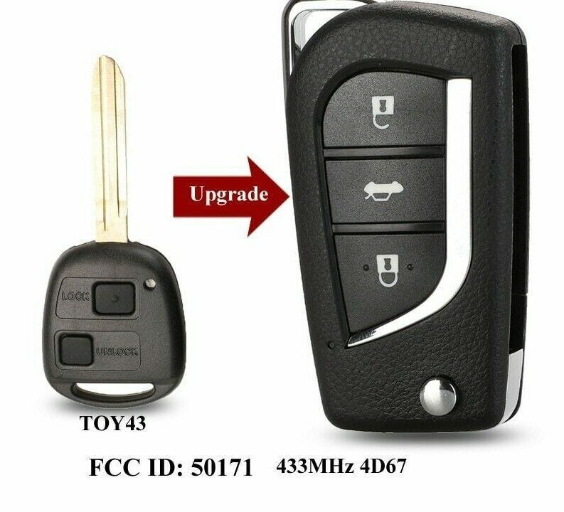 Complete Transponder Remote Key For Toyota Prado 120 – 304MHz – Chip 60170/60190
