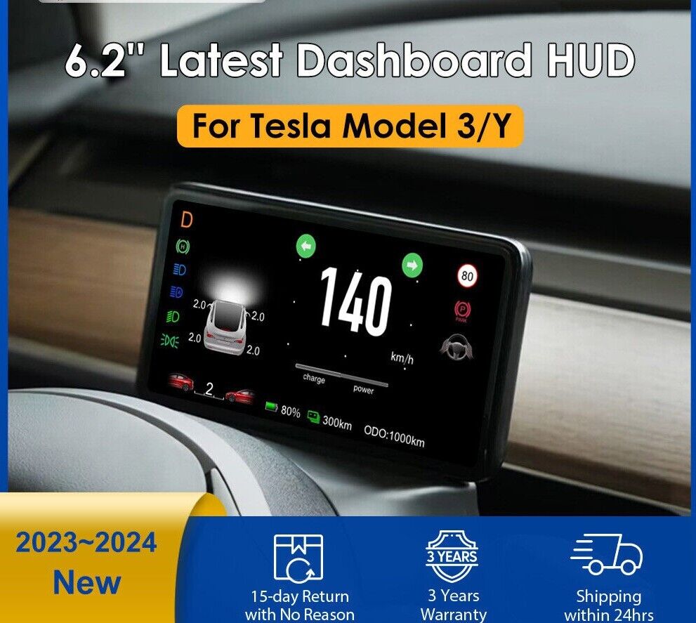 Model 3 Y HUD Screen 6.2'' Dashboard Cluster Instrument HD LCD Meter For Tesla