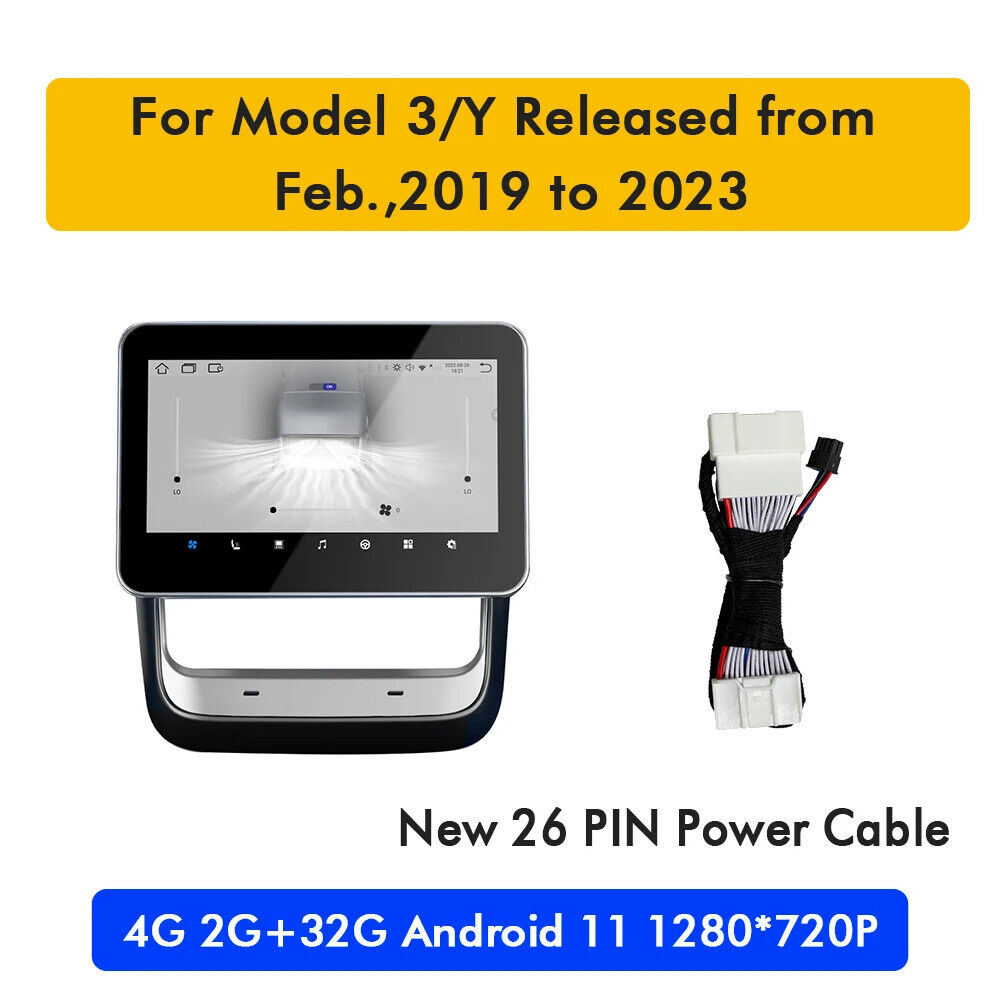4G 8'' Rear Display IPS Screen for Tesla Model 3 Y Accessories AC Control
