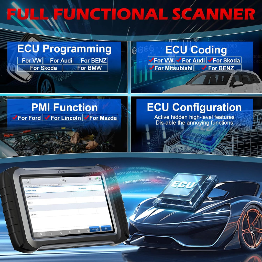 XTOOL IP919 Automotive Diagnostic Scanner ECU Coding OBD2 Topology FCA AutoAuth