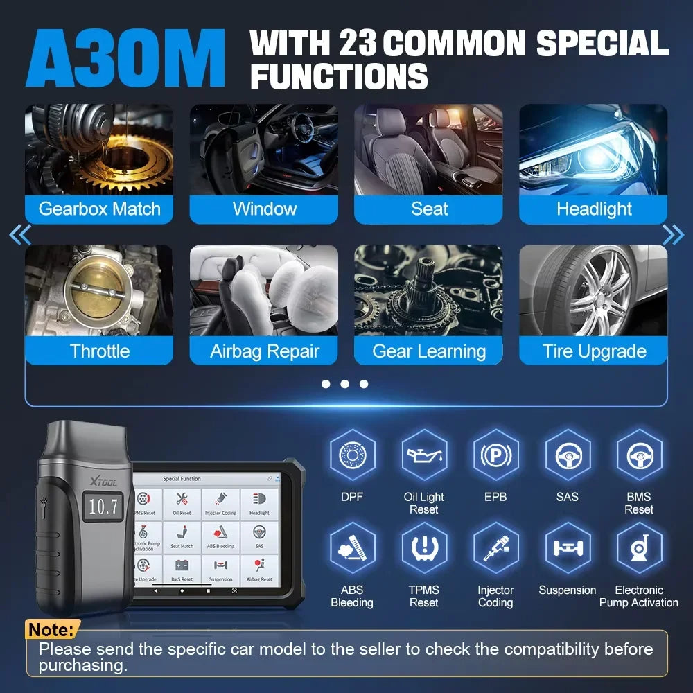 XTOOL A30M bluetooth OBD2 Scanners For Automotive Code Reader TPMS CANFD Protocol