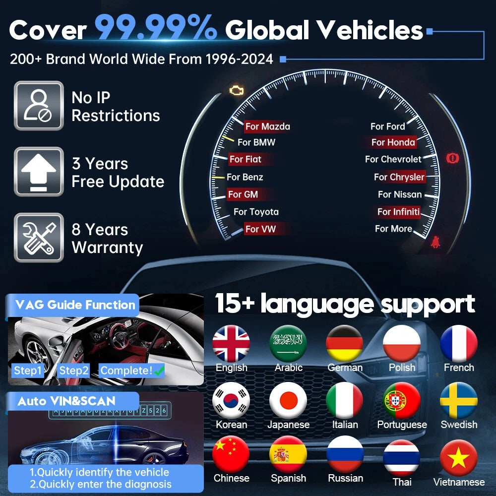 XTOOL IP900S OBD2 Scanner ECU Coding IMMO Automatic Car Code Reader FCA AutoAuth