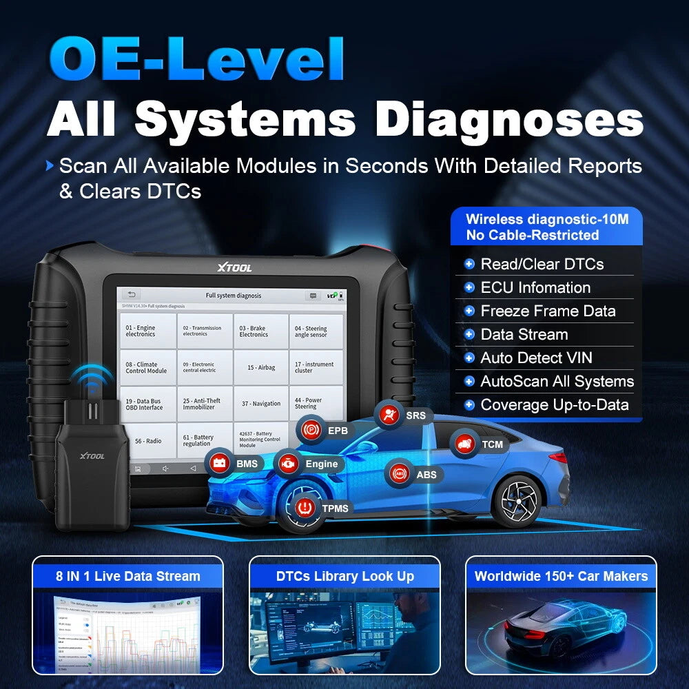 XTOOL IP900BT Auto Bidirectional Diagnostic Scanner ECU Coding Key Programming