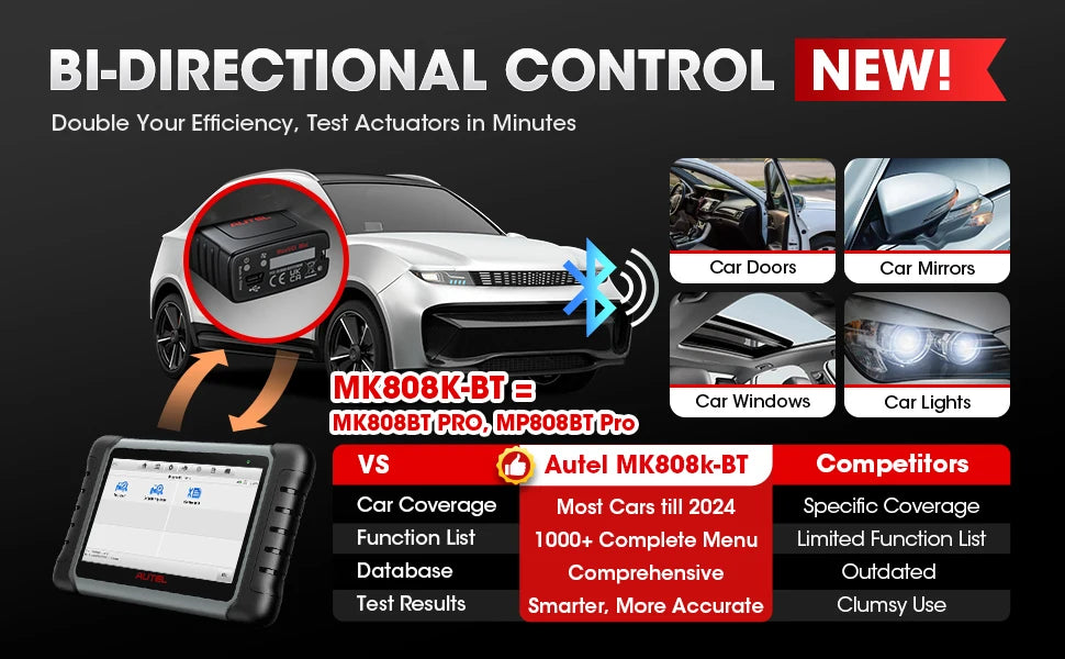 Autel MaxiCOM MK808KBT PRO OBD2 Scanner Automotivo Car Diagnostic Scan Tool MK808K-BT OBD 2 Code Reader Key Coding Active Test