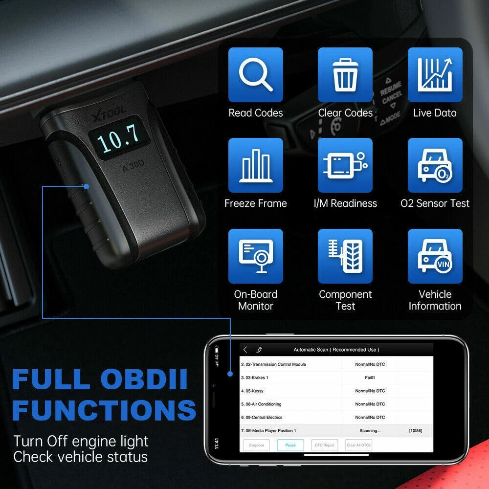 XTOOL A30M bluetooth OBD2 Scanners For Automotive Code Reader TPMS CANFD Protocol