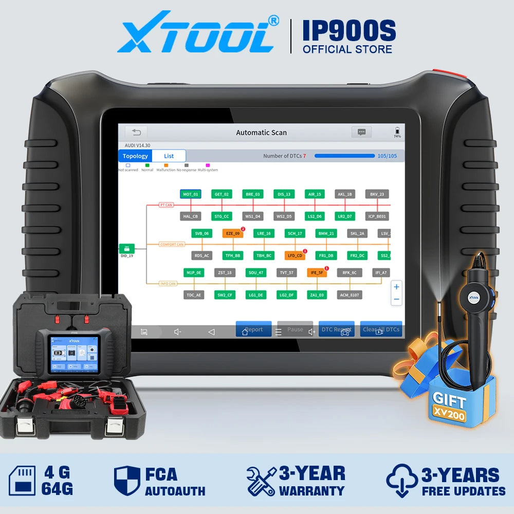 XTOOL IP900S OBD2 Scanner ECU Coding IMMO Automatic Car Code Reader FCA AutoAuth