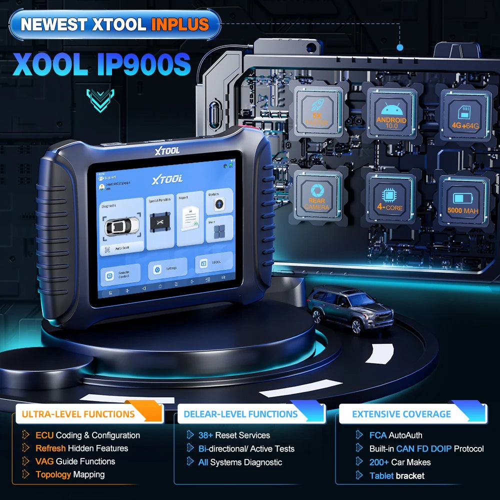 XTOOL IP900S OBD2 Scanner ECU Coding IMMO Automatic Car Code Reader FCA AutoAuth