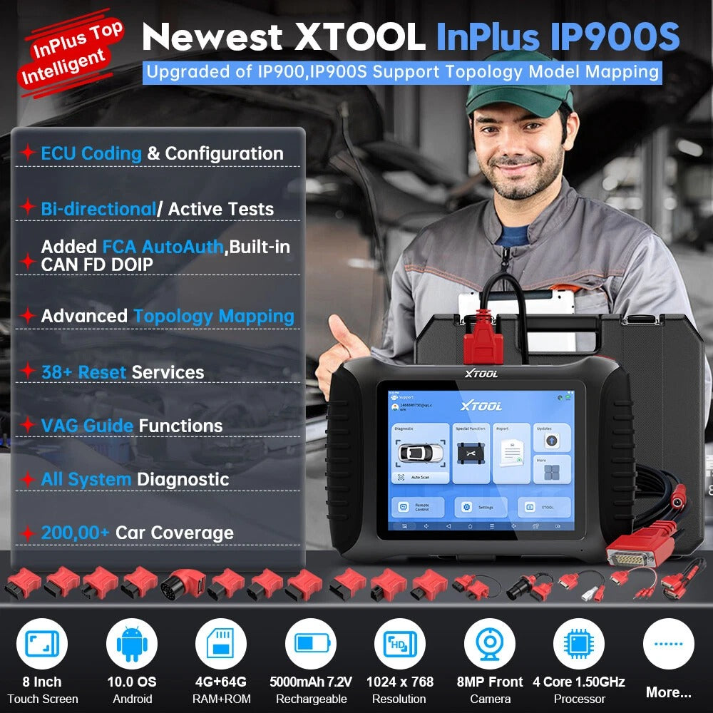 XTOOL IP900S OBD2 Scanner ECU Coding IMMO Automatic Car Code Reader FCA AutoAuth