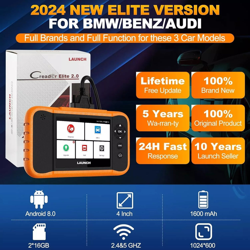 LAUNCH X431 BMW  Creader Elite 2.0 OBD2 Scanner  Full System Bidirectional Diagnostic Tool .