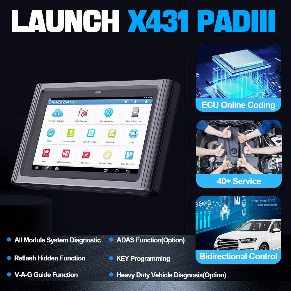 Original LAUNCH X431 PADIII V2.0 Auto Diagnostic Tool with Blutooth/Wifi Support