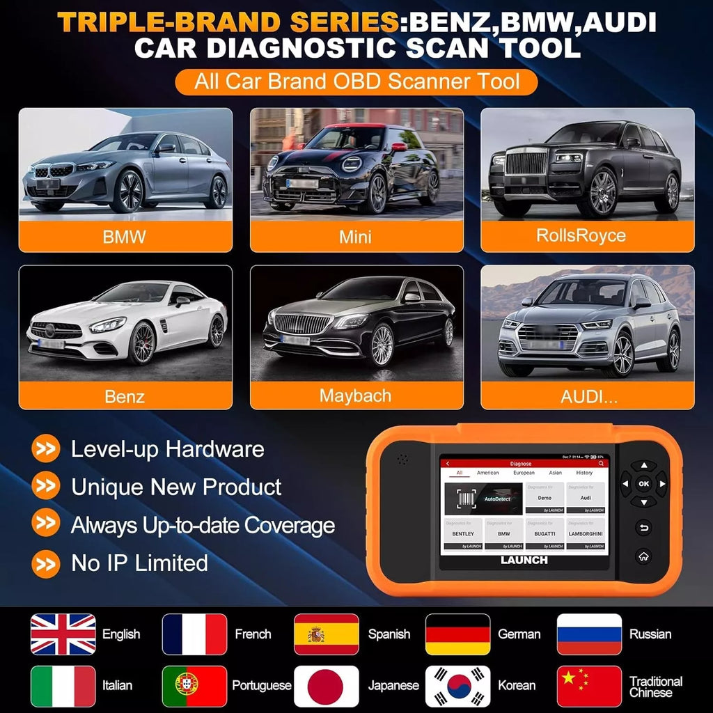 LAUNCH X431 BMW  Creader Elite 2.0 OBD2 Scanner  Full System Bidirectional Diagnostic Tool .