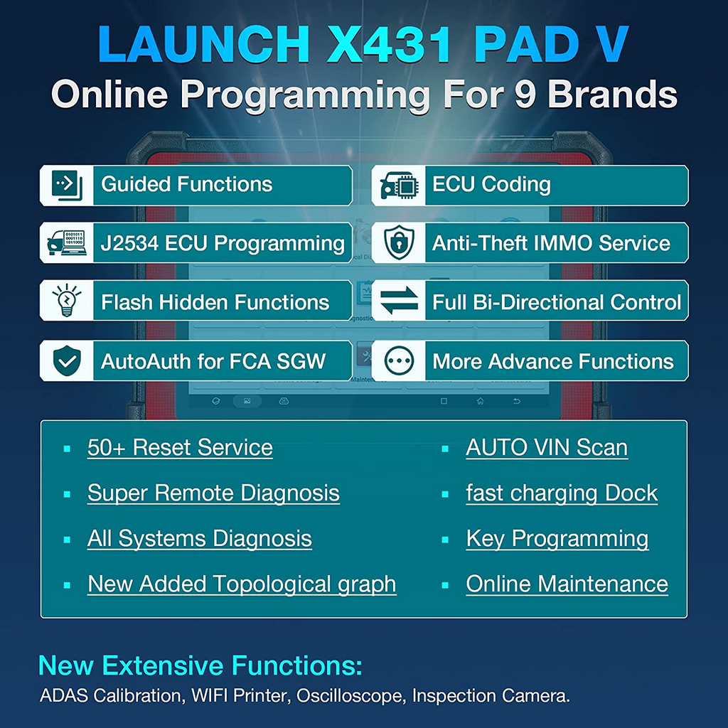 LAUNCH X431 PAD V Auto Full System Car OBD2 Code Reader Scanner Diagnostic Tools - Auto Lines Australia