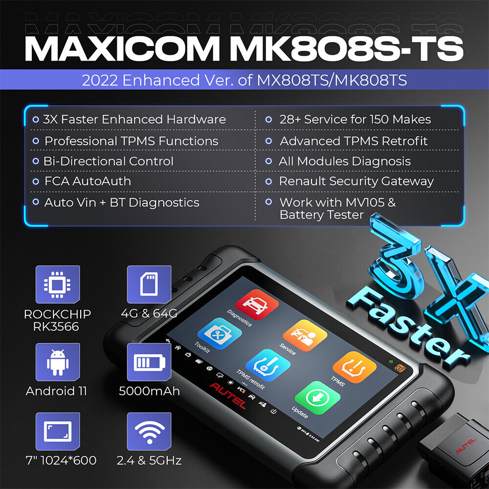 Autel MaxiCOM MK808S-TS OBD2 Bluetooth Scanner Car Tpms Diagnostic Tools - Auto Lines Australia