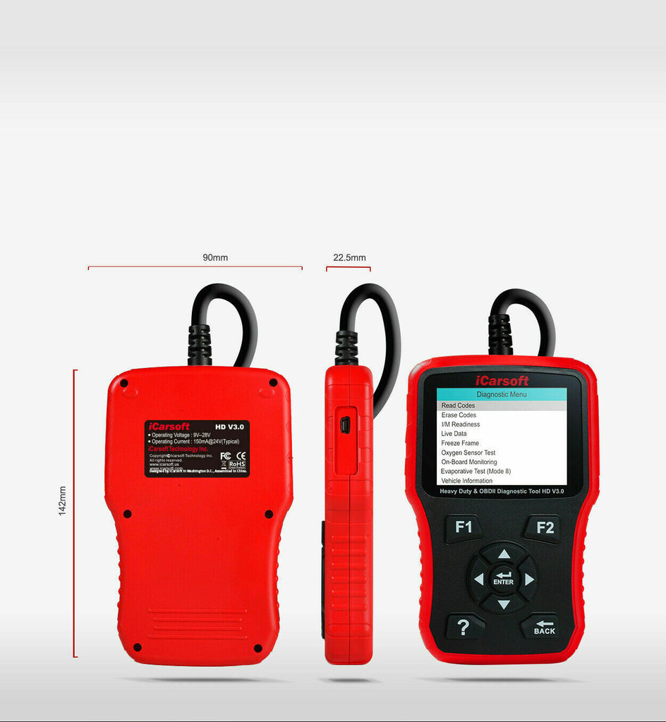 HEAVY DUTY DIESEL TRUCK DIAGNOSTIC SCANNER TOOL CODE READER iCarsoft HD V3.0 - Auto Lines Australia
