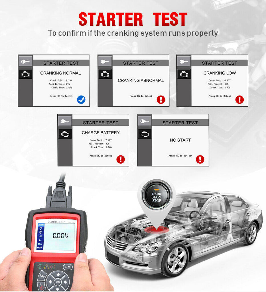 AUTEL AL539B OBD2 Car Fault Code Reader Scanner & Battery Test Diagnostic Tool