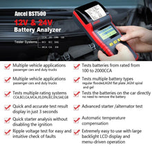 Load image into Gallery viewer, Ancel BST500 12/24V Car Battery Analyzer Tester Thermal Printer Diagnostic Tool