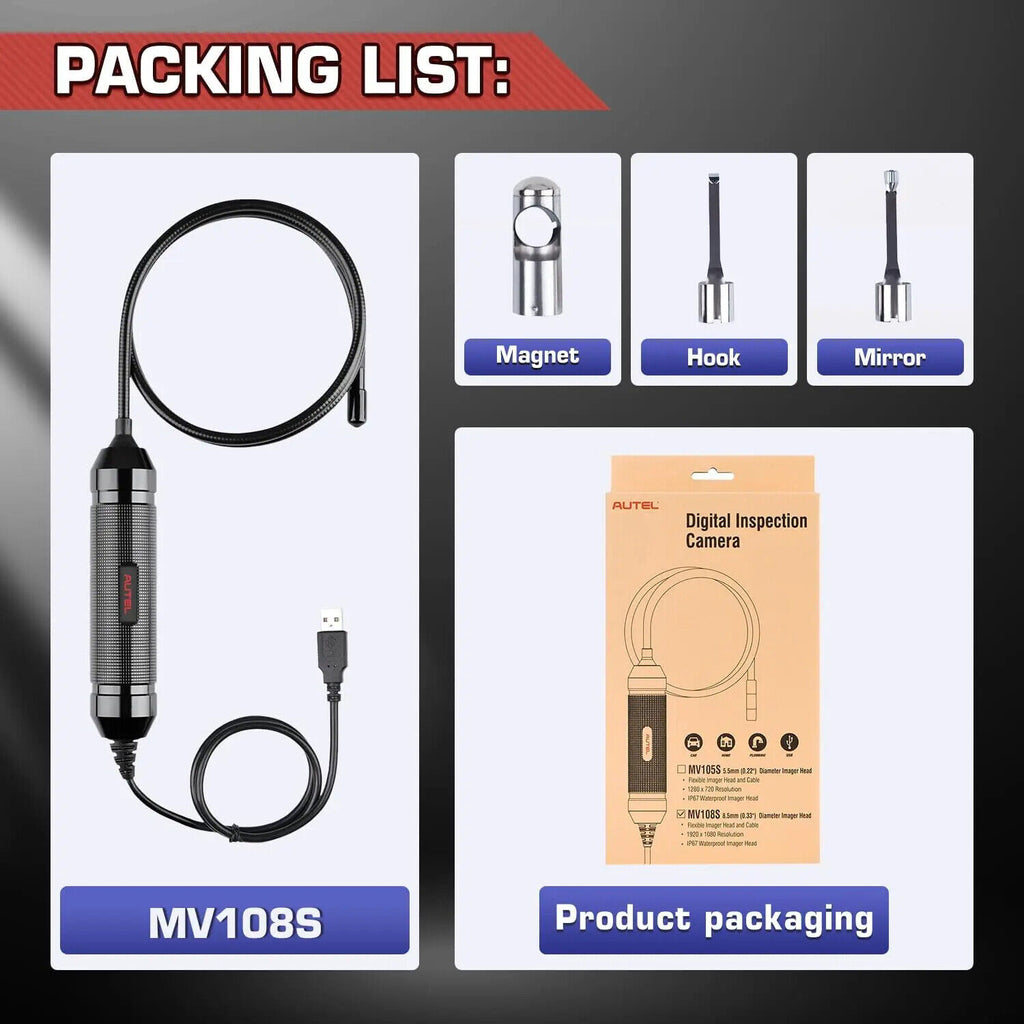 Autel MaxiVideo MV108S Automotive Inspection Camera 8.5 mm Image Head MK906BT