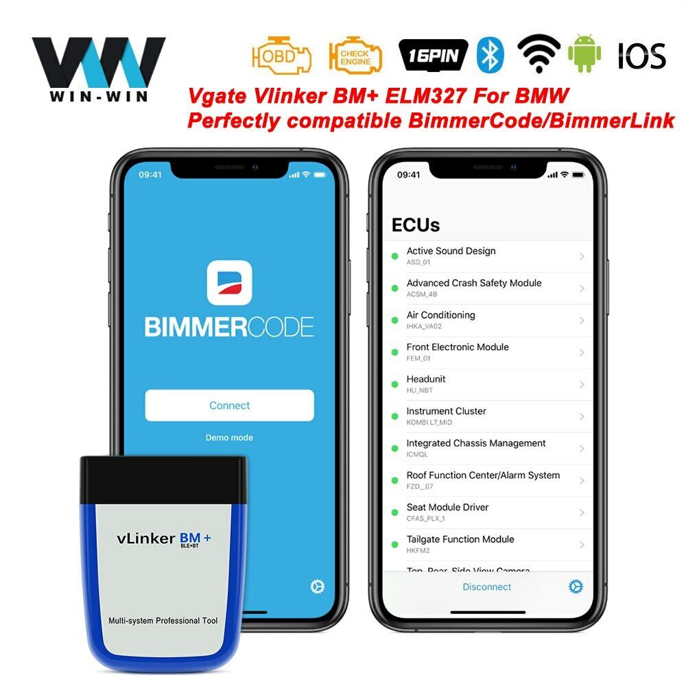 OBD2 Vgate vLinker BM ELM327 For BMW Scanner wifi OBD 2 Car Diagnostic Auto Tool - Auto Lines Australia