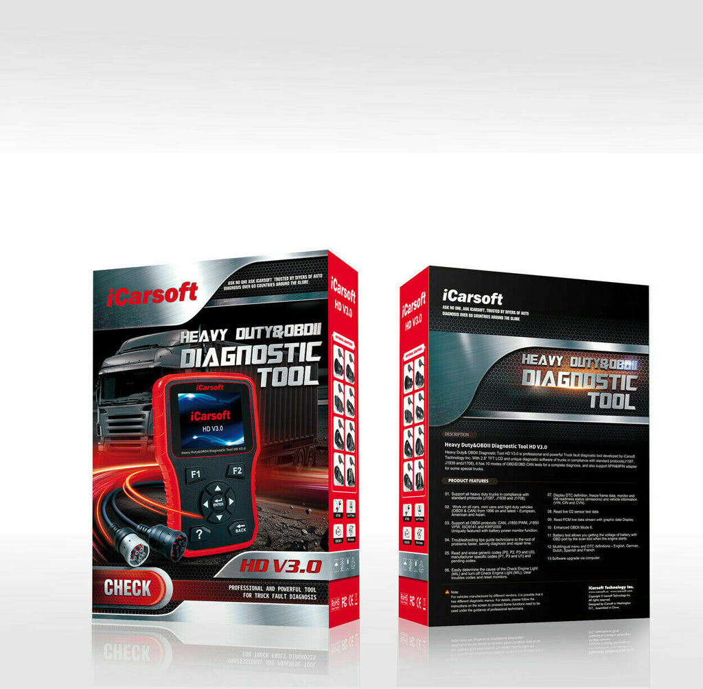 HEAVY DUTY DIESEL TRUCK DIAGNOSTIC SCANNER TOOL CODE READER iCarsoft HD V3.0 - Auto Lines Australia