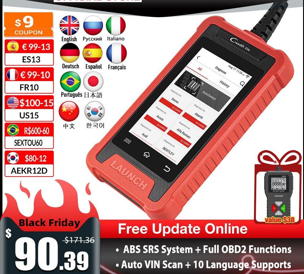 CRE200 OBD2 Car Diagnostic Tool OBD Engine ABS SRS Airbag Read Clear Error Code - Auto Lines Australia