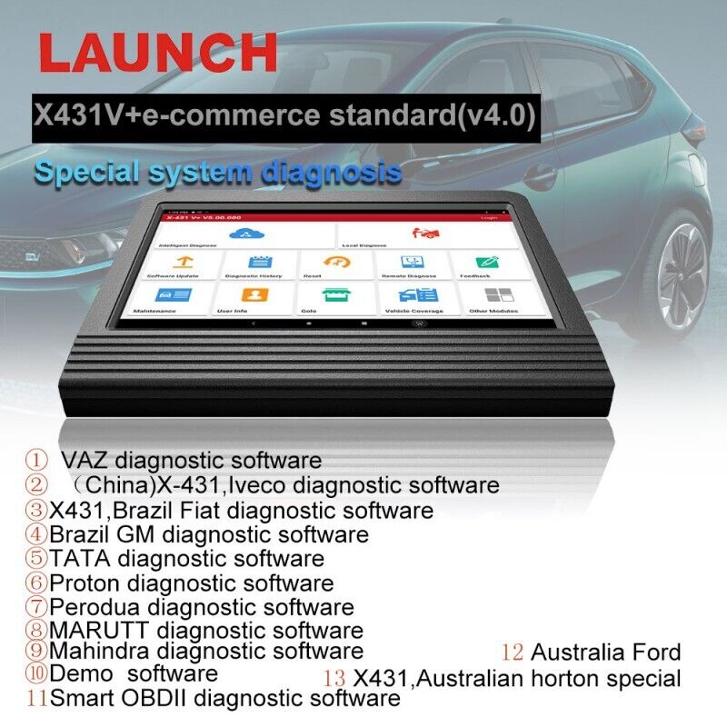 Launch X431V+4.0 Wifi/Bluetooth 10.1inch Tablet Global Version 2Years FreeUpdate