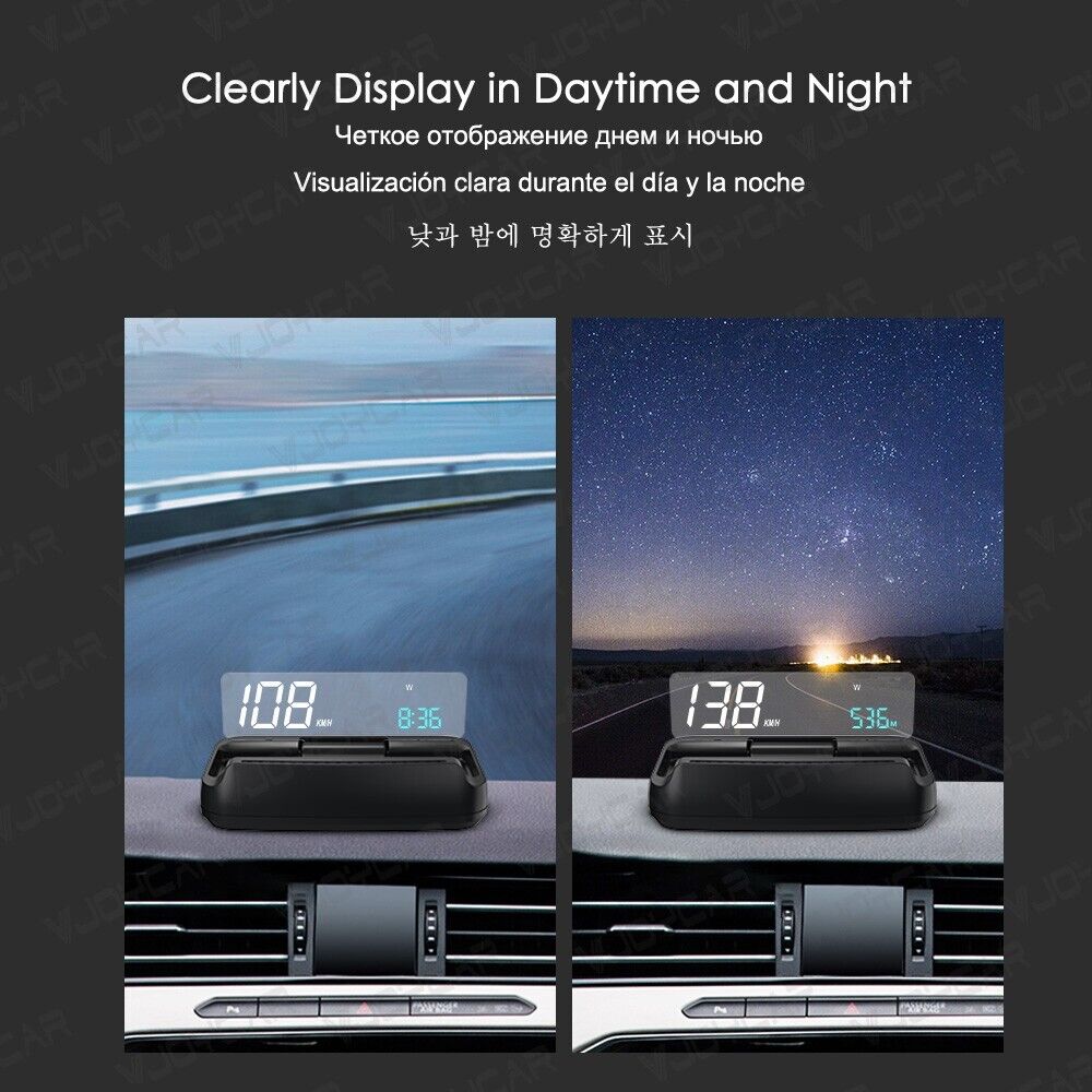 Auto-Lift Mirror GPS HUD Large Clear Speed Projector KM/H MPH Clock For All Car