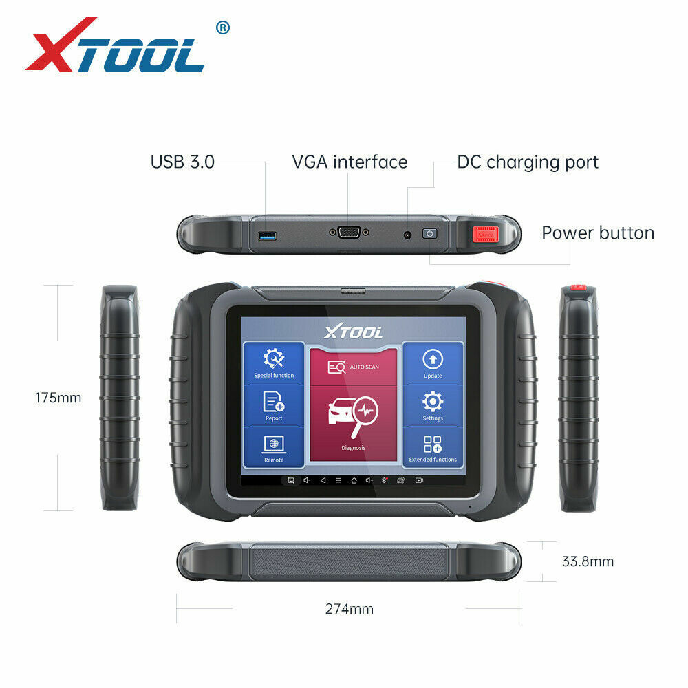 XTOOL D8 Car OBD2 All System Scanner Bidirectional ABS Diagnostic ECU Key Coding