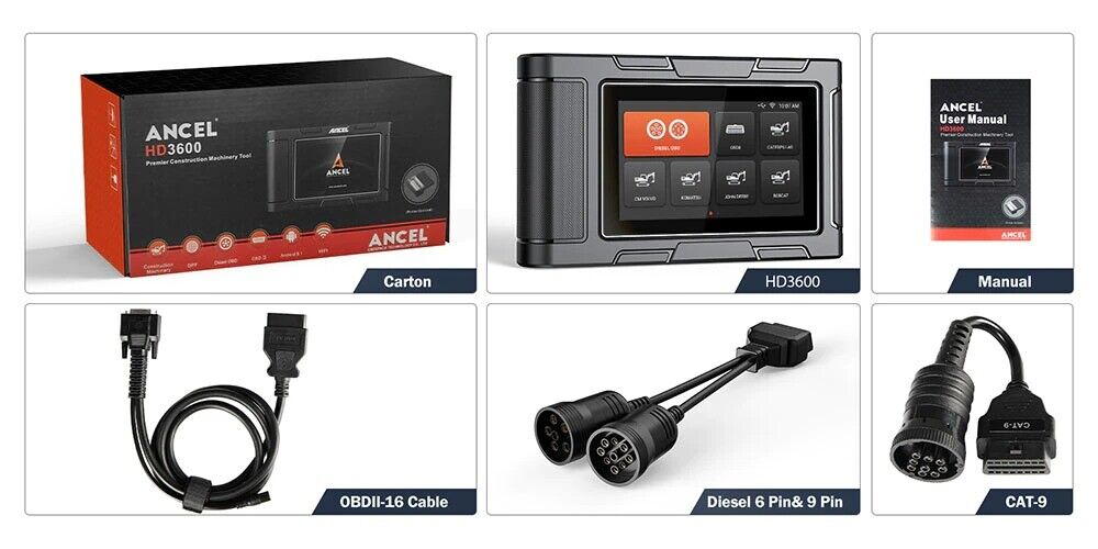 ANCEL HD3600 Heavy Duty Truck & Construction Machinery Diagnostic Scanner – DPF Regen