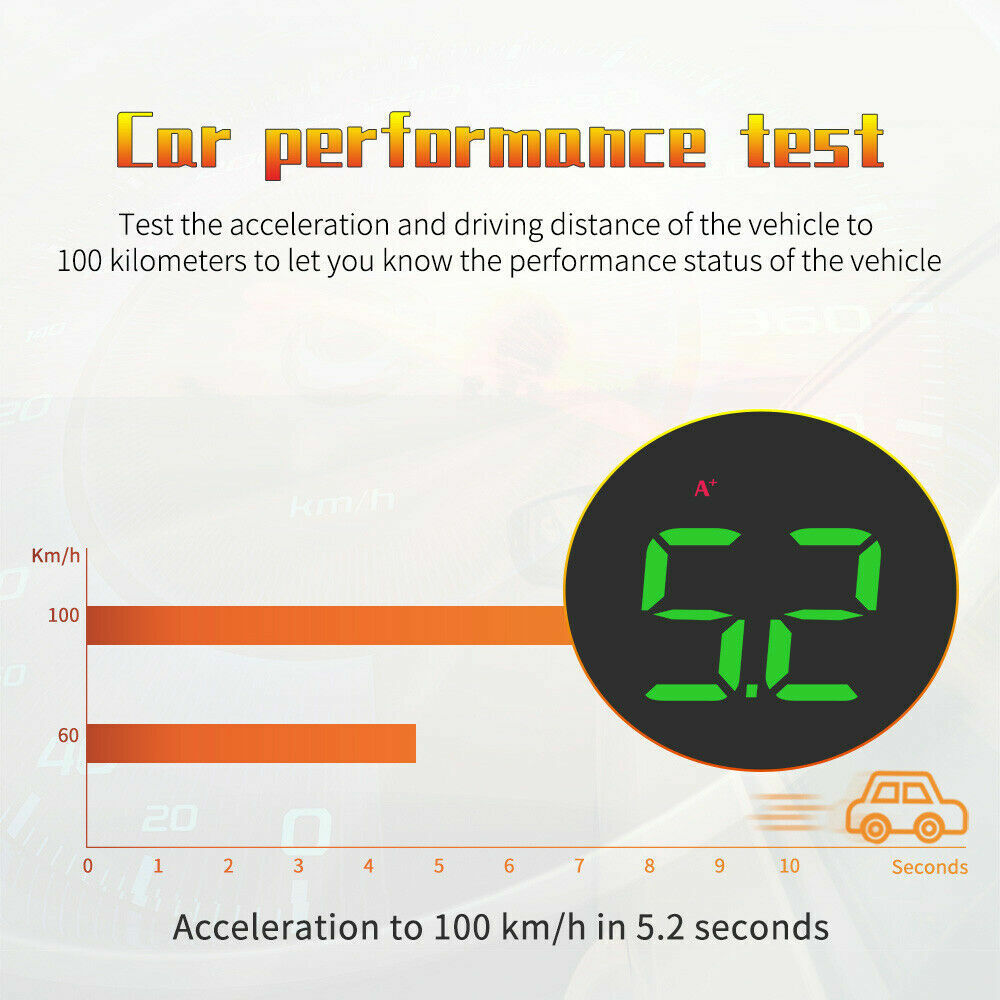 D Car HUD Head Up Display MPH/KM/h RPM Temp Speed Limit Alarm Digital Projector