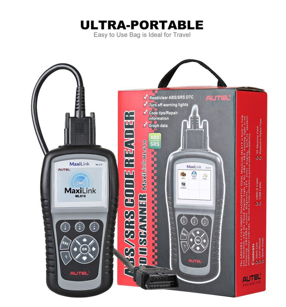 AUTEL AL619/ML619 OBD2 ABS AIRBAG SRS Diagnostic Car Scanner Fault Code Reader