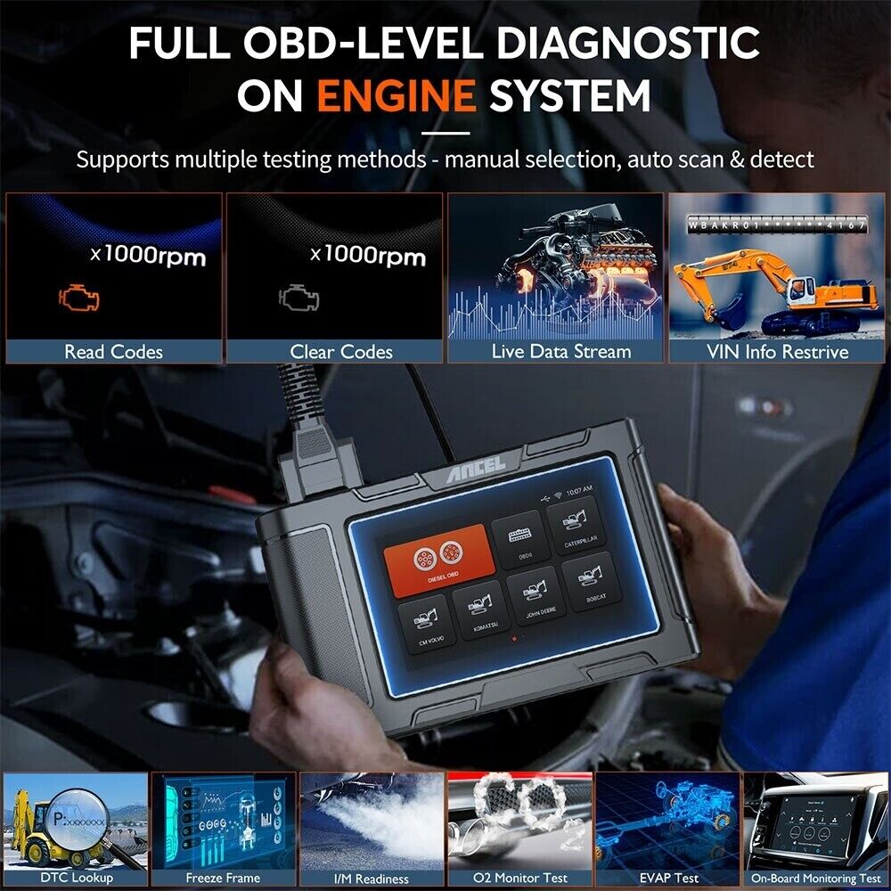 ANCEL HD3600 Construction Machinery Full System Heavy Duty Truck Scanner Tools