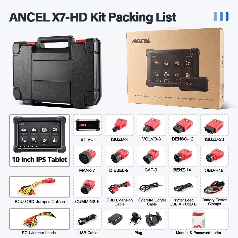 ANCEL X7 Professional 24V Heavy Duty Truck Diagnostic Tool 24V Car OBD 2 Scanner