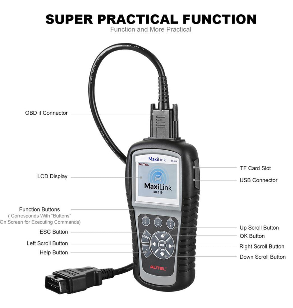 AUTEL AL619/ML619 OBD2 ABS AIRBAG SRS Diagnostic Car Scanner Fault Code Reader