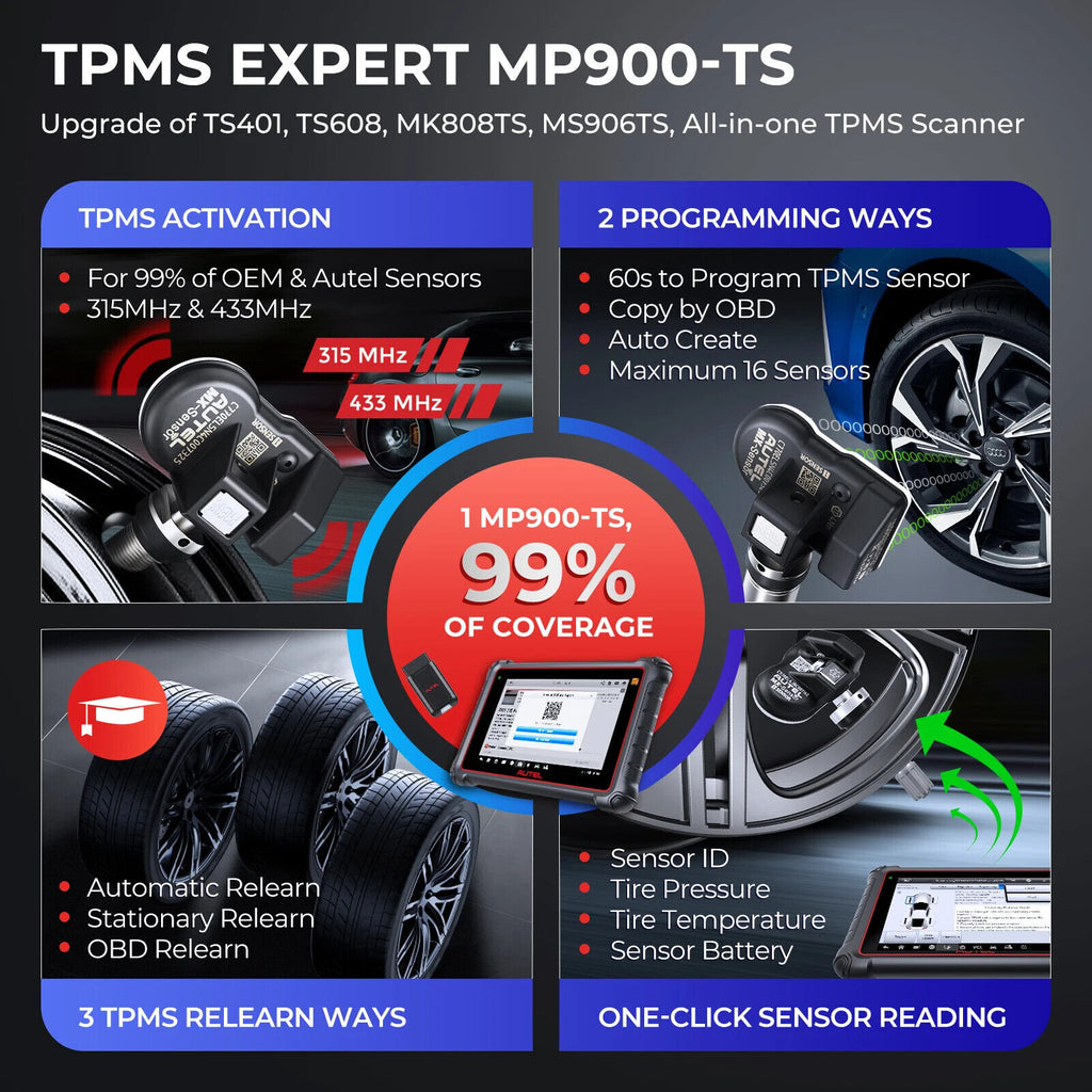 2024 Autel MaxiPRO MP900TS MP900 TS OBD2 Diagnostic Scanner TPMS Program Tools