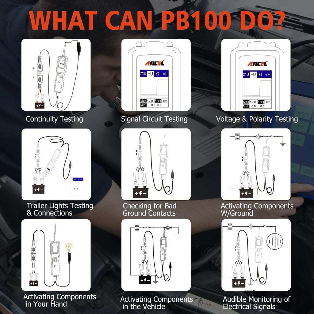 Ancel PB100 Electric Circuit Tester Power Probe Automotive Diagnostic Tool12/24V