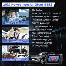 Load image into Gallery viewer, XTOOL IP819 Automotive Diagnostic Scan Tools ECU Coding 30+ Services Bi-Directional Controls Full Diagnostics Auto Key