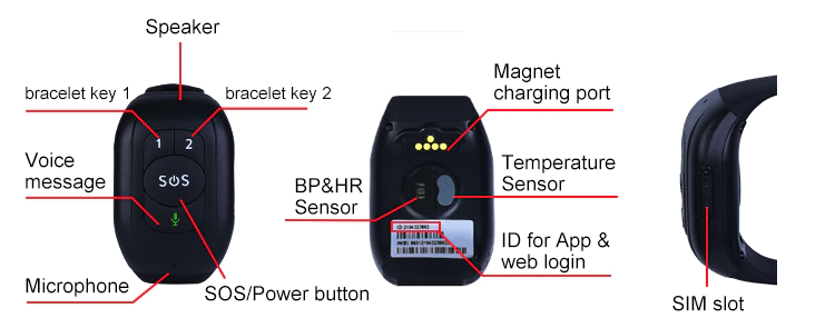 4G GPS Elderly/Senior Smart Bracelet Watch Tracker Blood Pressure