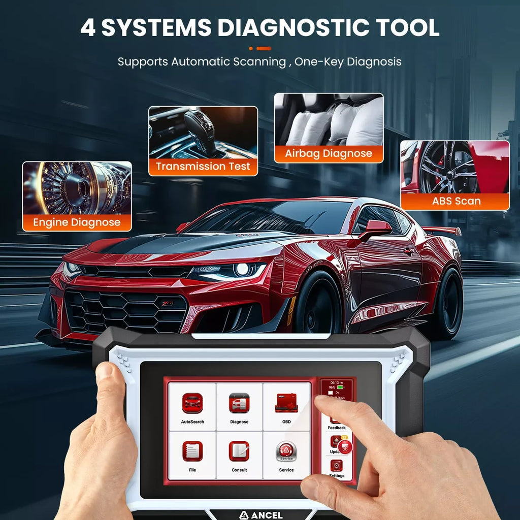 ANCEL DS100 OBD2 Scanner ABS SRS Engine TCM Code Reader with 7 Reset Services