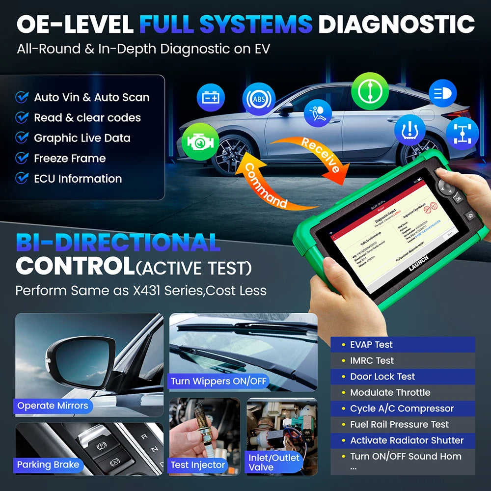 2025 LAUNCH CRP919 EV Diagnostic Scanner 43+ Service OBD2 Diagnostic Code Reader