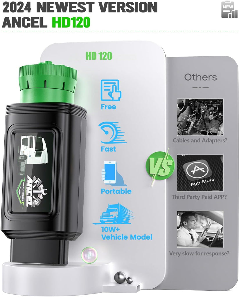 ANCEL HD120 Heavy Duty Truck Scanner Bluetooth DPF Regen Tool for Volvo & Intl