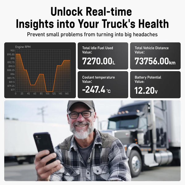 ANCEL HD200 Truck Scanner Bluetooth Tool for Cummins CAT OBD2 Speed Reset Code