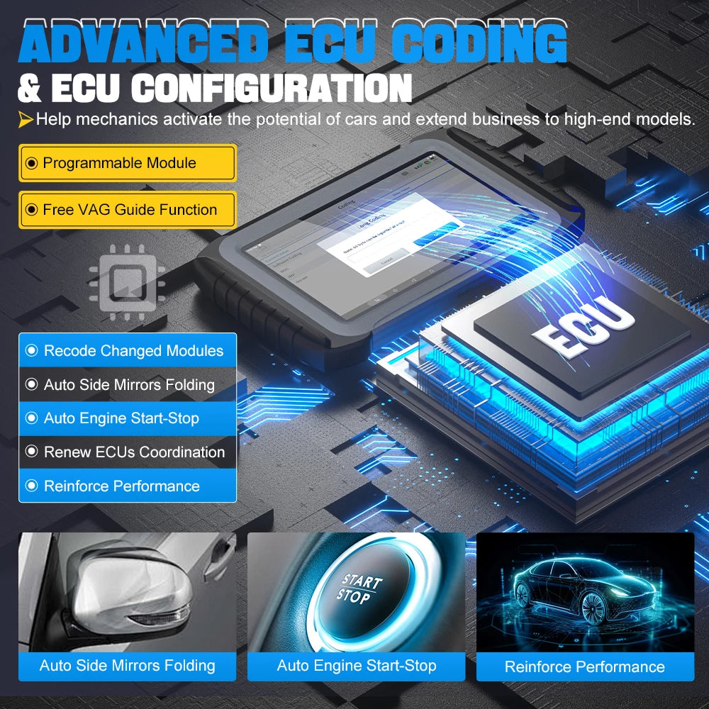 XTOOL IP919 Automotive Diagnostic Scanner ECU Coding OBD2 Topology FCA AutoAuth