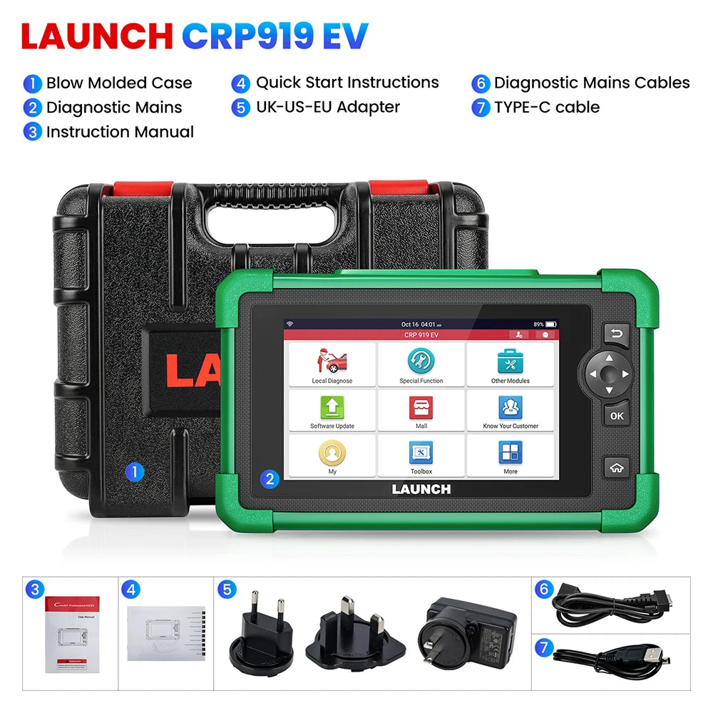 2026 LAUNCH CRP919 EV Diagnostic Scanner 43+ Service OBD2 Diagnostic Code Reader