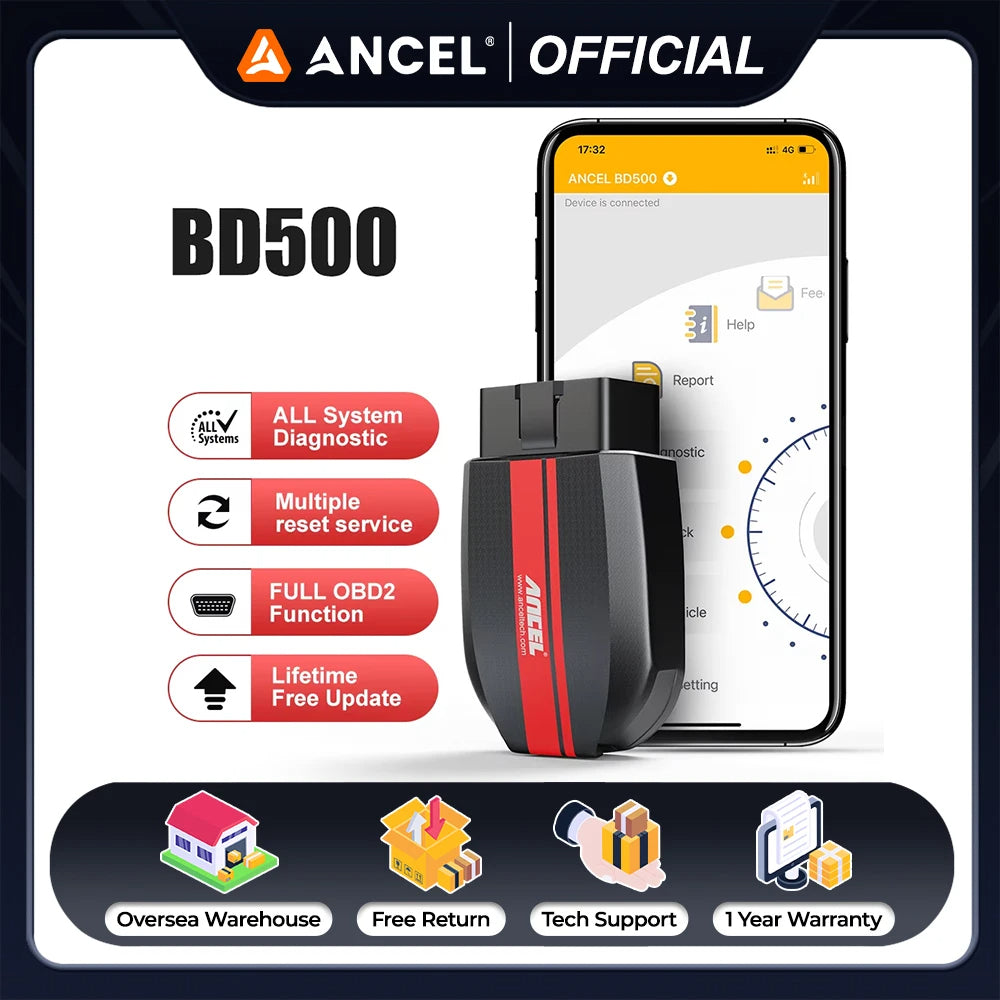 ANCEL BD500 OBD2 Scanner Bluetooth IOS Android Car Intelligent Diagnostic Tool