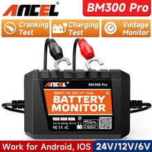 Load image into Gallery viewer, ANCEL BM300 Pro 6V 12V 24V Bluetooth Battery Tester Monitor for Car Truck RV